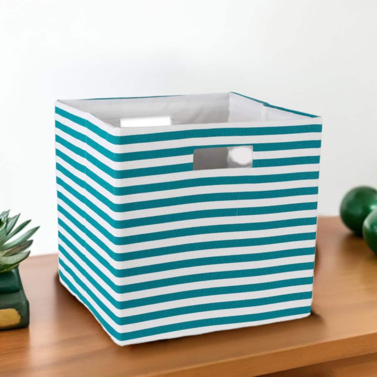DII® Square Teal Pinstripe Polyester Cube